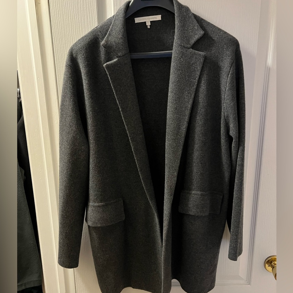 Womens unstructured, unlined grey cashmere coat